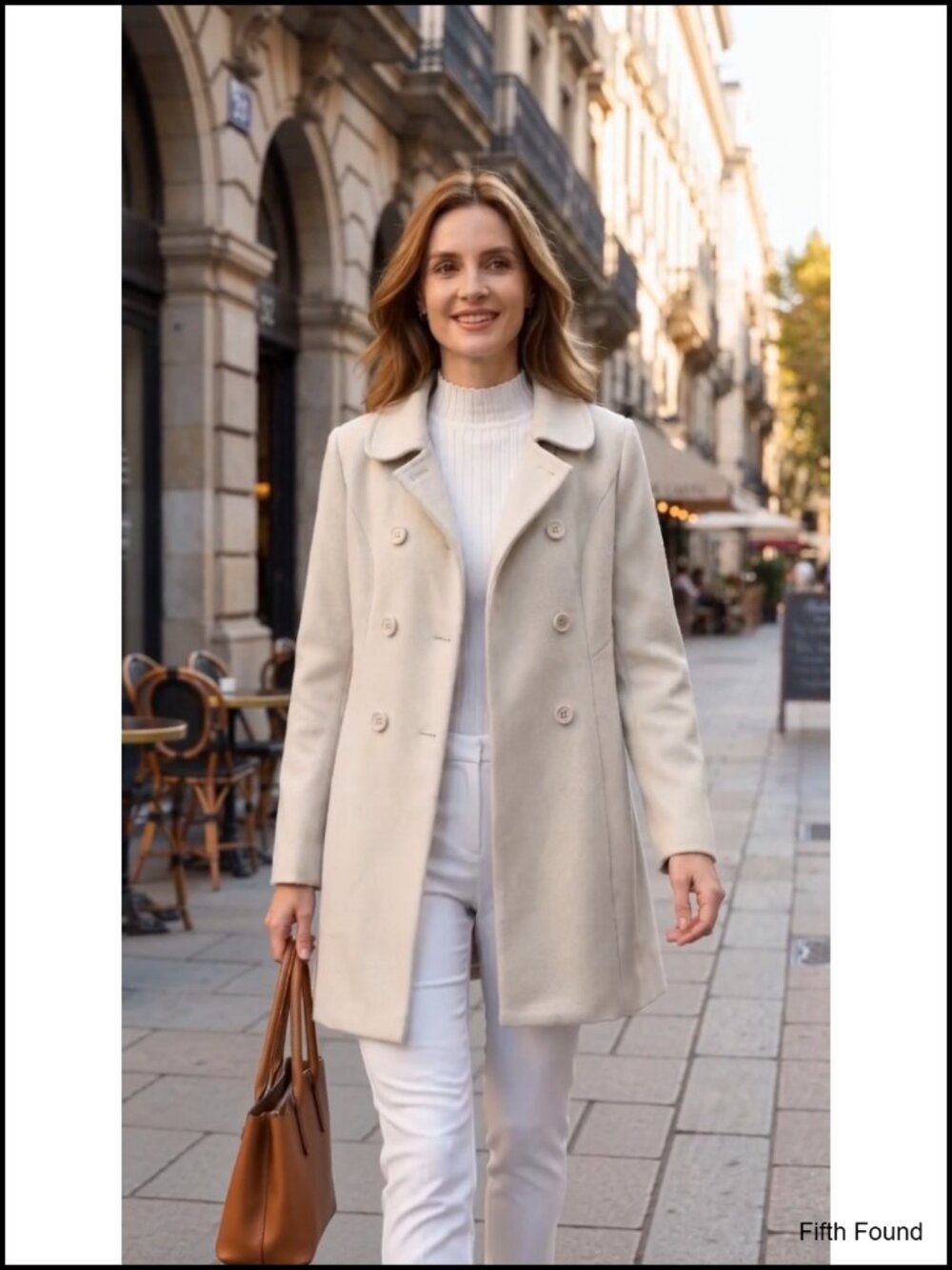 Peter Pan Collar Double Breasted Winter Trench Pea Coat, Women's Windproof Wool - Picture 5 of 6